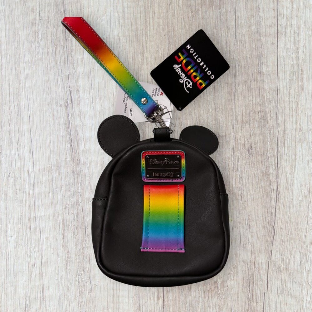 NWT Loungefly Disney Parks Pride Mickey Mini Backpack Coin Purse Rainbow Bag - Picture 4 of 6